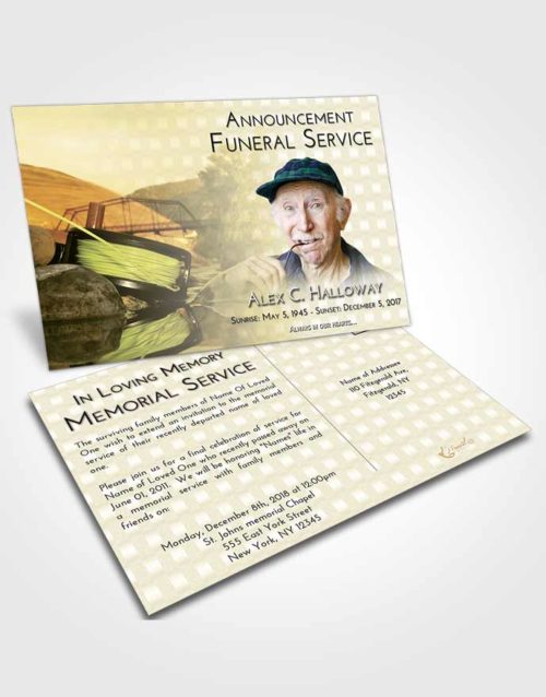 Funeral Announcement Card Template At Dusk Fishing Dreams