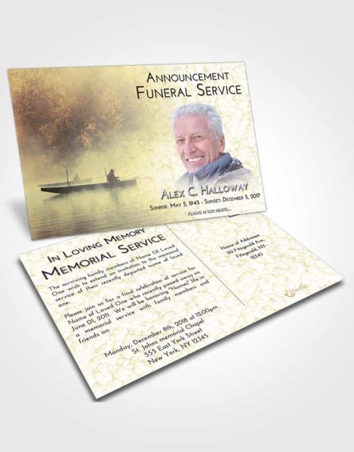 Funeral Announcement Card Template At Dusk Fishing Tranquility
