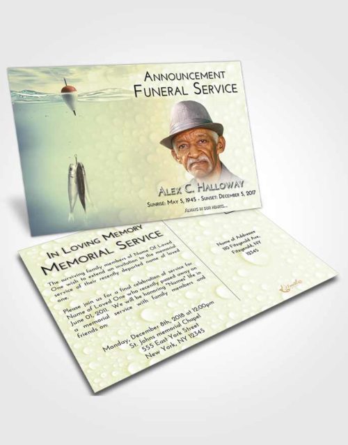 Funeral Announcement Card Template At Dusk Fishing in the Sea