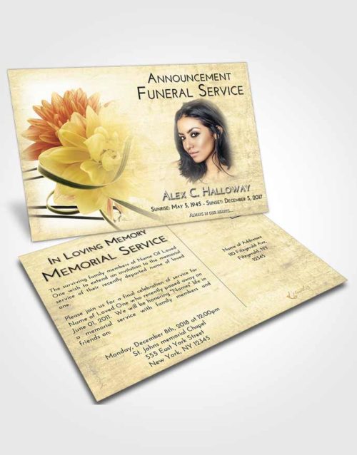 Funeral Announcement Card Template At Dusk Floral Dream