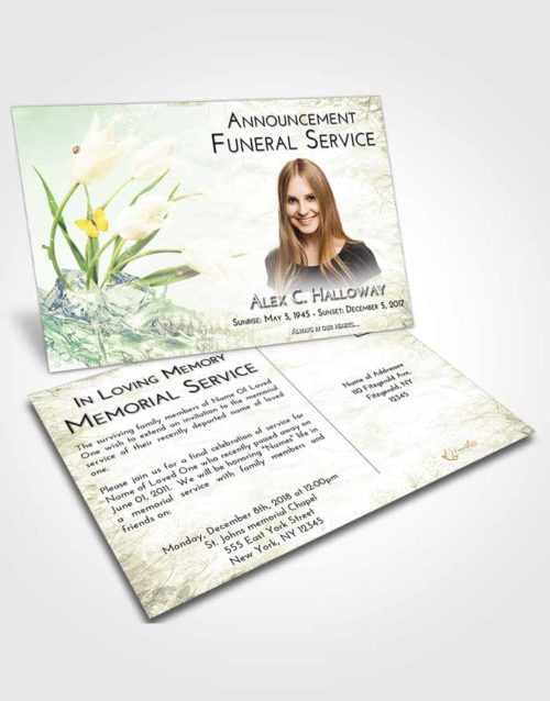 Funeral Announcement Card Template At Dusk Floral Wave