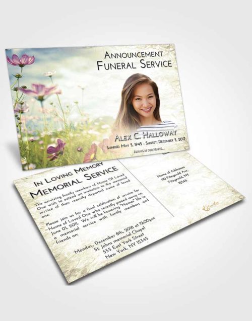 Funeral Announcement Card Template At Dusk Floral Whispers
