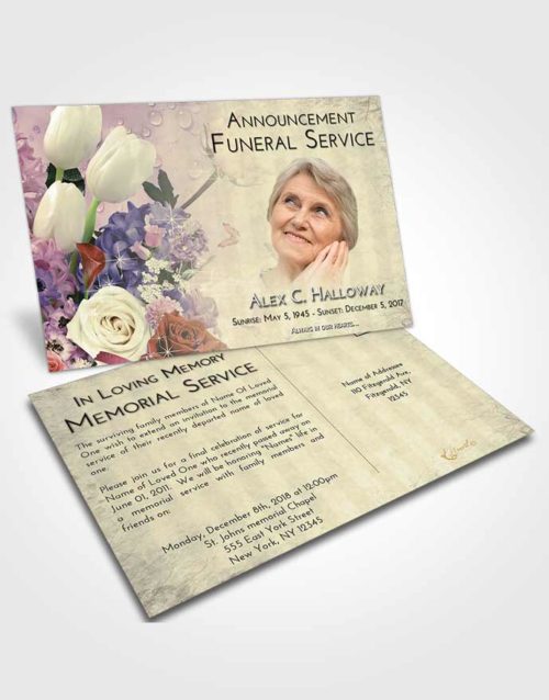 Funeral Announcement Card Template At Dusk Floral Wonderland