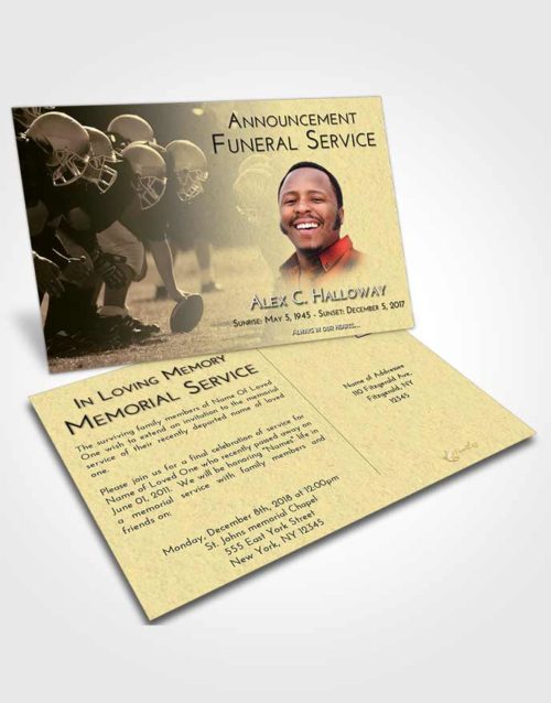 Funeral Announcement Card Template At Dusk Football Day