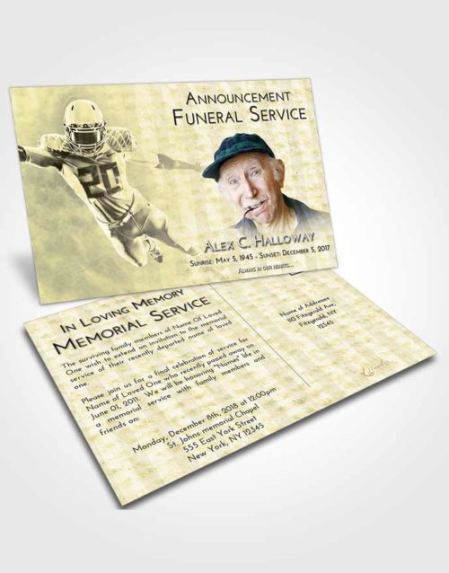 Funeral Announcement Card Template At Dusk Football Honor