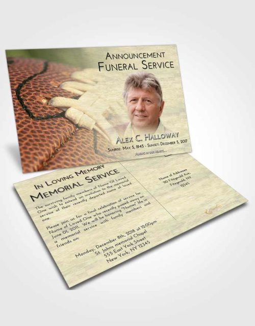 Funeral Announcement Card Template At Dusk Football Life