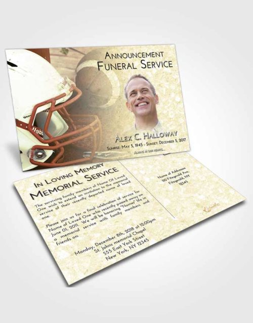 Funeral Announcement Card Template At Dusk Football Party