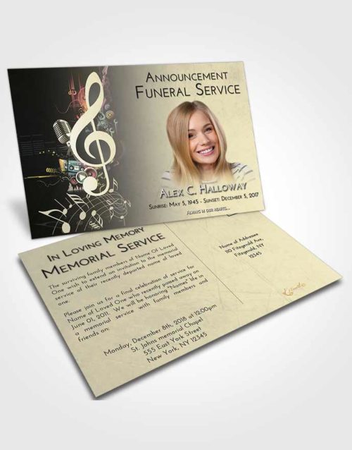 Funeral Announcement Card Template At Dusk G Clef