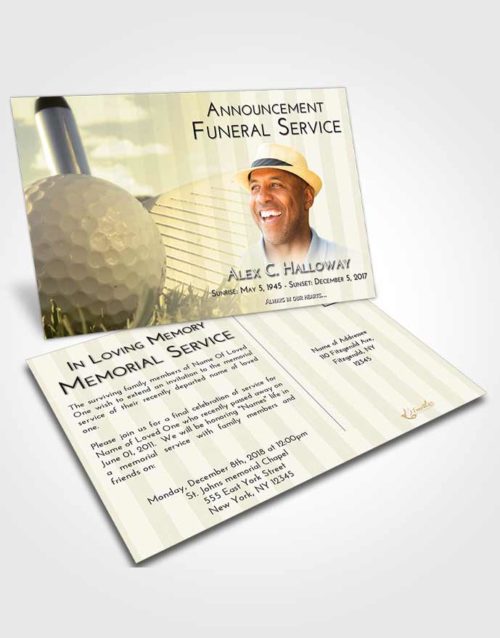 Funeral Announcement Card Template At Dusk Golf Day