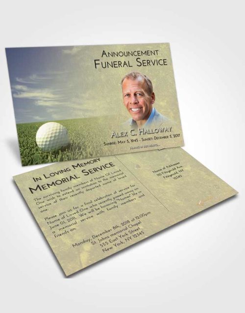 Funeral Announcement Card Template At Dusk Golf Serenity