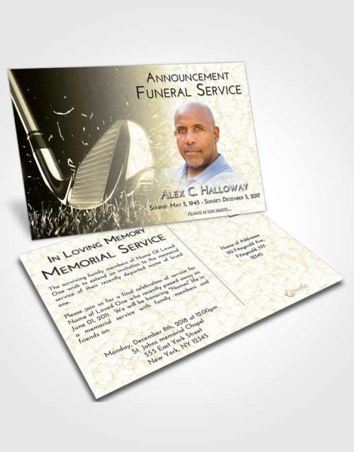 Funeral Announcement Card Template At Dusk Golf Swing