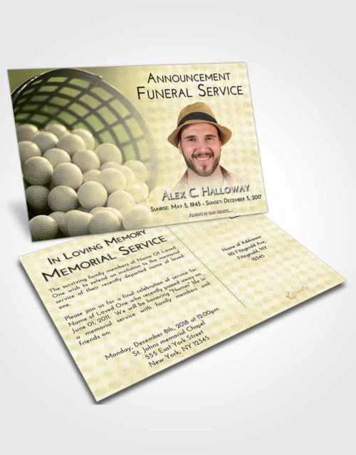 Funeral Announcement Card Template At Dusk Golf Tranquility