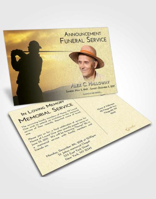 Funeral Announcement Card Template At Dusk Golfing Peace