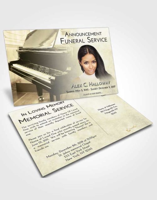 Funeral Announcement Card Template At Dusk Grand Piano