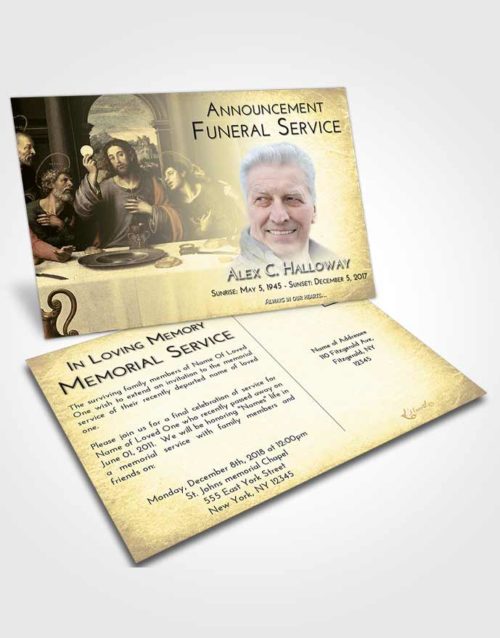 Funeral Announcement Card Template At Dusk Jesus Last Supper
