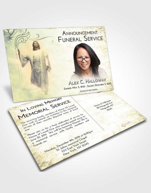 Funeral Announcement Card Template At Dusk Jesus in the Clouds