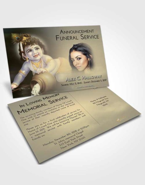 Funeral Announcement Card Template At Dusk Lord Krishna Divinity