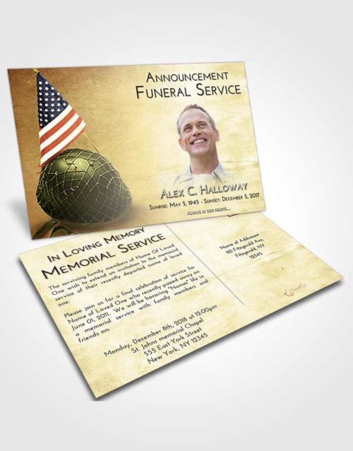 Funeral Announcement Card Template At Dusk Loving Veteran