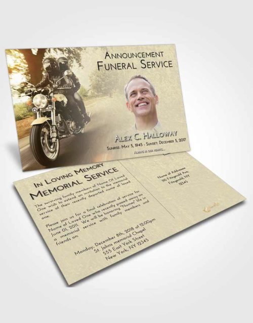 Funeral Announcement Card Template At Dusk Motorcycle Days