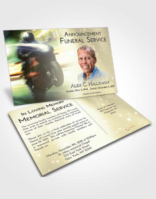 Funeral Announcement Card Template At Dusk Motorcycle Speed