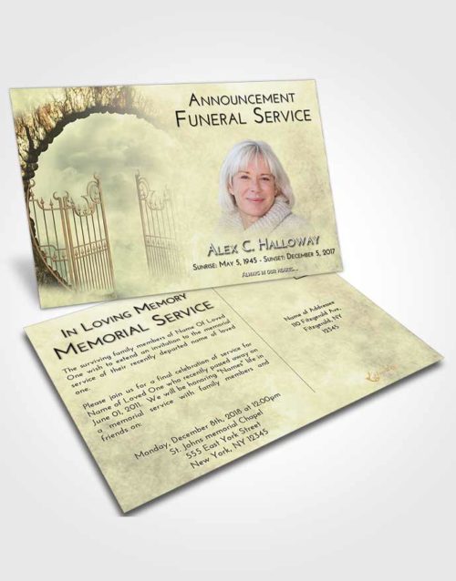 Funeral Announcement Card Template At Dusk Mystical Gates of Heaven