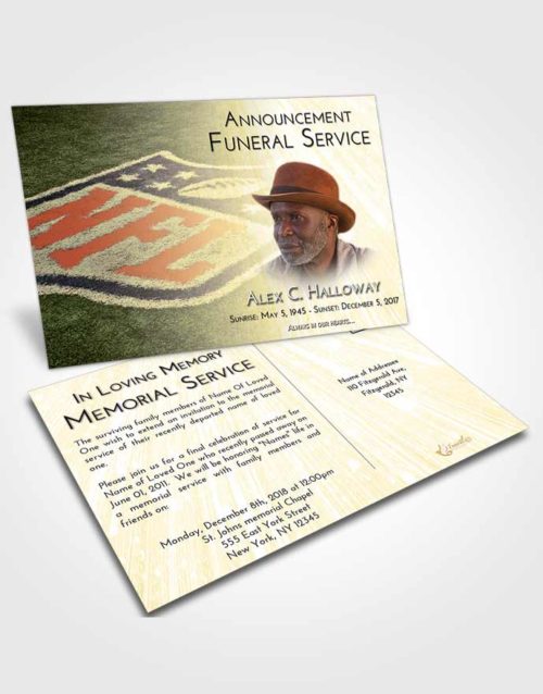 Funeral Announcement Card Template At Dusk NFL Football