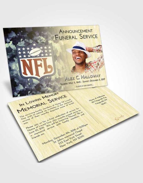 Funeral Announcement Card Template At Dusk NFL Star