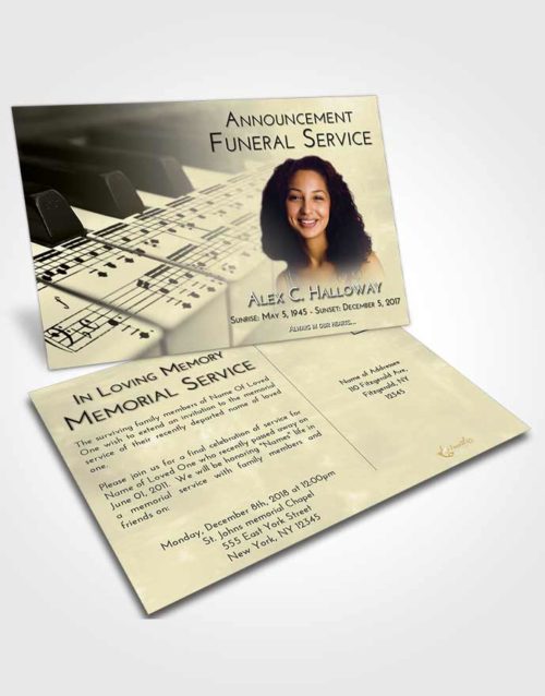 Funeral Announcement Card Template At Dusk Piano Desire