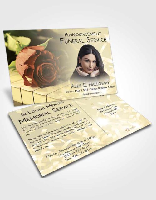 Funeral Announcement Card Template At Dusk Piano Rose