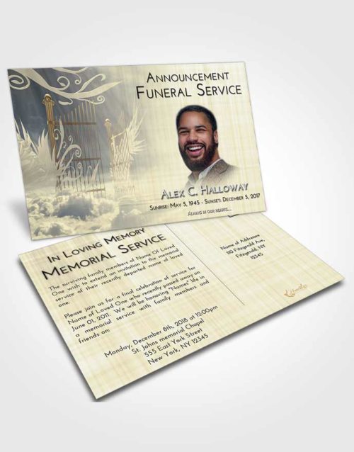 Funeral Announcement Card Template At Dusk Precious Gates to Heaven