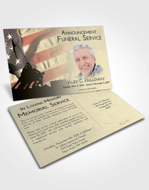 Funeral Announcement Card Template At Dusk Proud Veteran