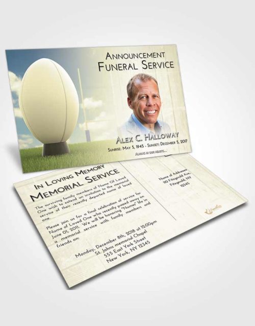 Funeral Announcement Card Template At Dusk Rugby Honor