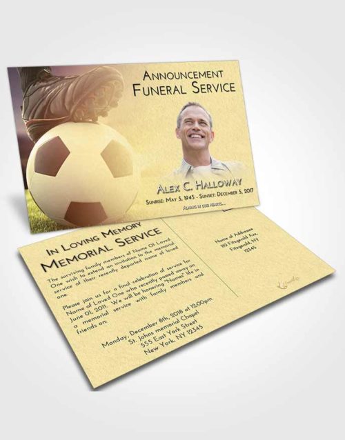 Funeral Announcement Card Template At Dusk Soccer Cleats