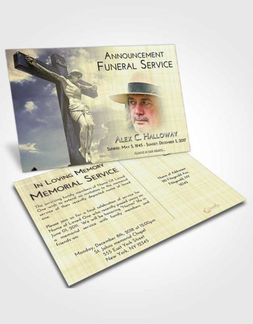 Funeral Announcement Card Template At Dusk Spiritual Cross