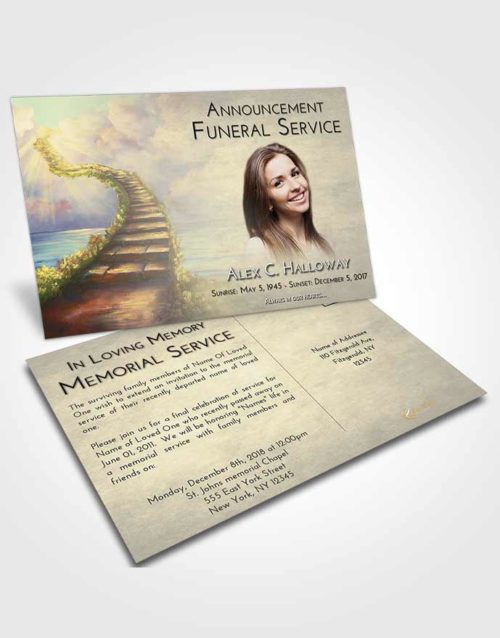 Funeral Announcement Card Template At Dusk Stairway Above