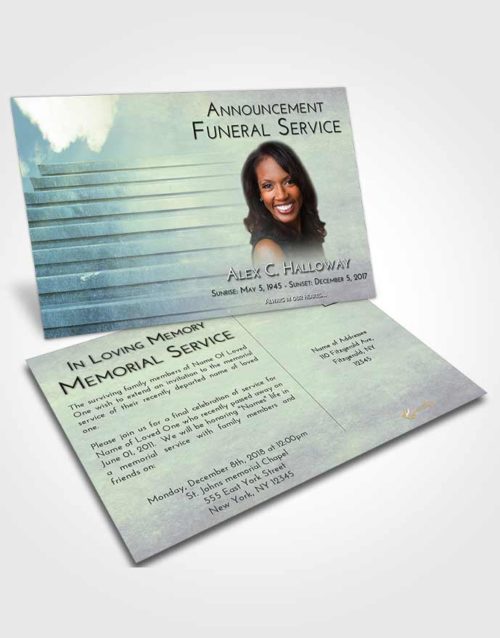 Funeral Announcement Card Template At Dusk Stairway Into the Sky