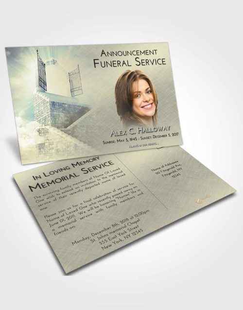 Funeral Announcement Card Template At Dusk Stairway to the Gates of Heaven