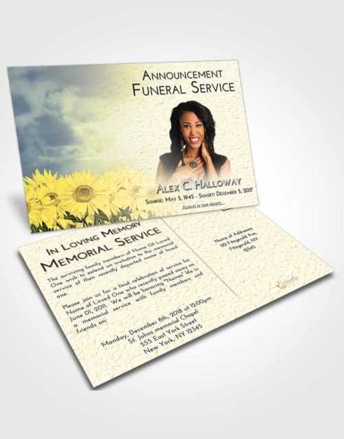 Funeral Announcement Card Template At Dusk Sunflower Bliss