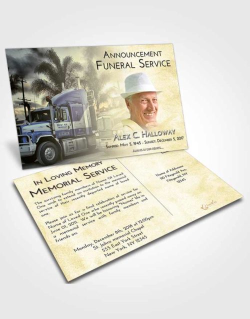 Funeral Announcement Card Template At Dusk Trucker Days