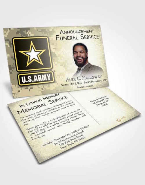 Funeral Announcement Card Template At Dusk United States Army