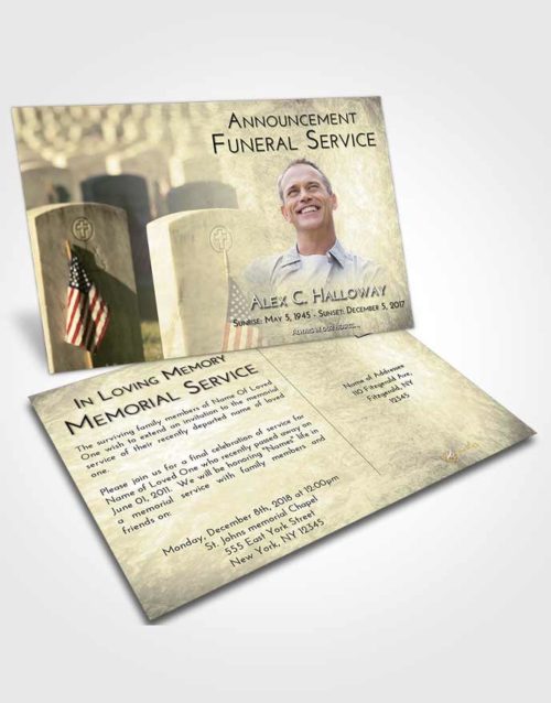 Funeral Announcement Card Template At Dusk Veteran Service