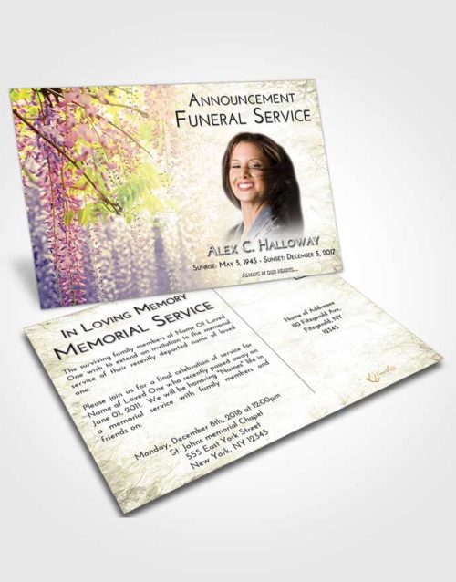 Funeral Announcement Card Template At Dusk Whispering Flowers