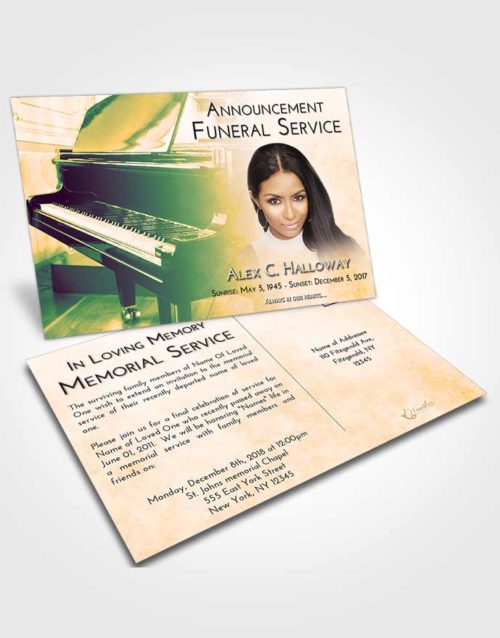 Funeral Announcement Card Template Emerald Grand Piano