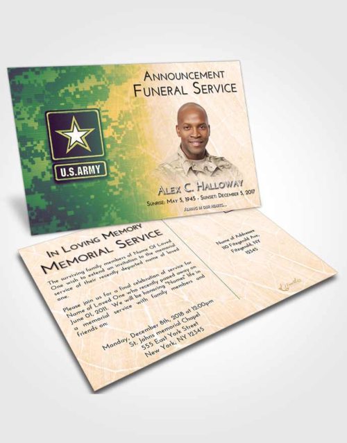 Funeral Announcement Card Template Emerald Serenity Army Duty
