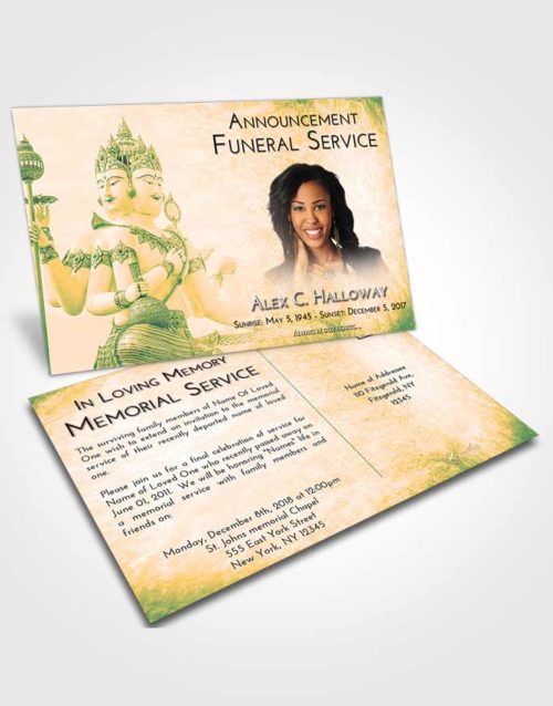 Funeral Announcement Card Template Emerald Serenity Brahma Desire
