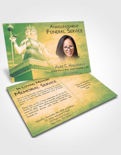 Funeral Announcement Card Template Emerald Serenity Brahma Mystery