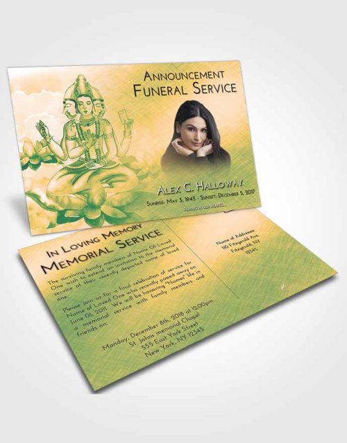 Funeral Announcement Card Template Emerald Serenity Brahma Surprise