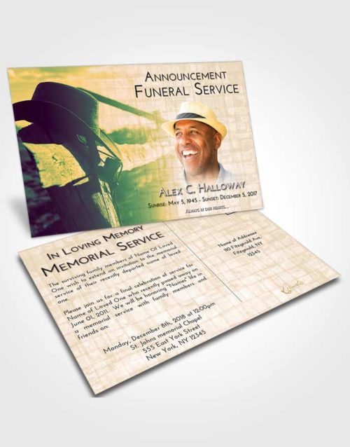 Funeral Announcement Card Template Emerald Serenity Cowboy Honor