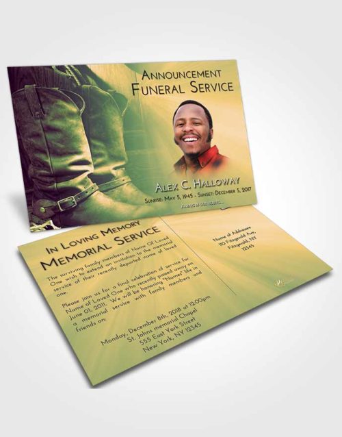 Funeral Announcement Card Template Emerald Serenity Cowboy Love
