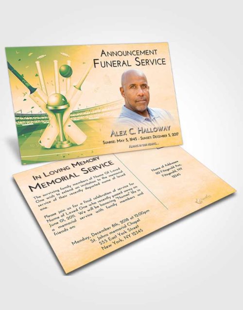 Funeral Announcement Card Template Emerald Serenity Cricket Honor